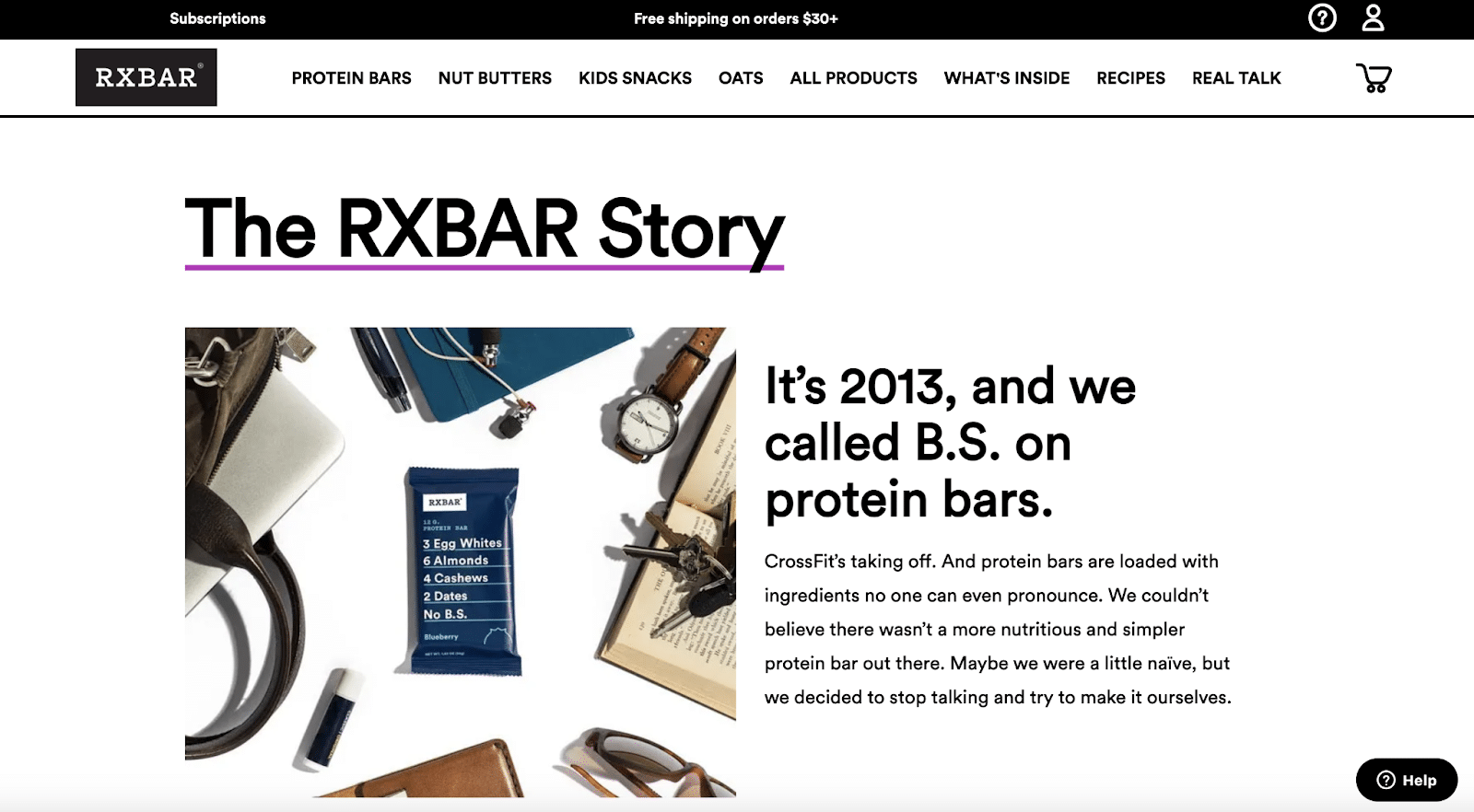 RXBARは会社概要ページで会社のストーリーを共有しています。