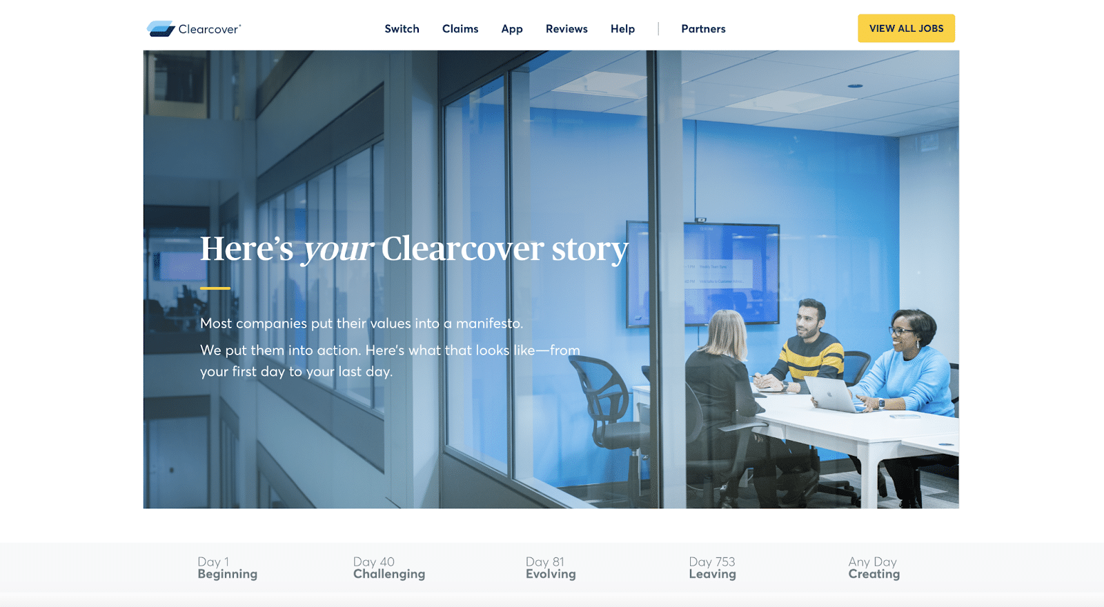Clearcoverは、新入社員に自分のストーリーをグラフ化するように勧めています。