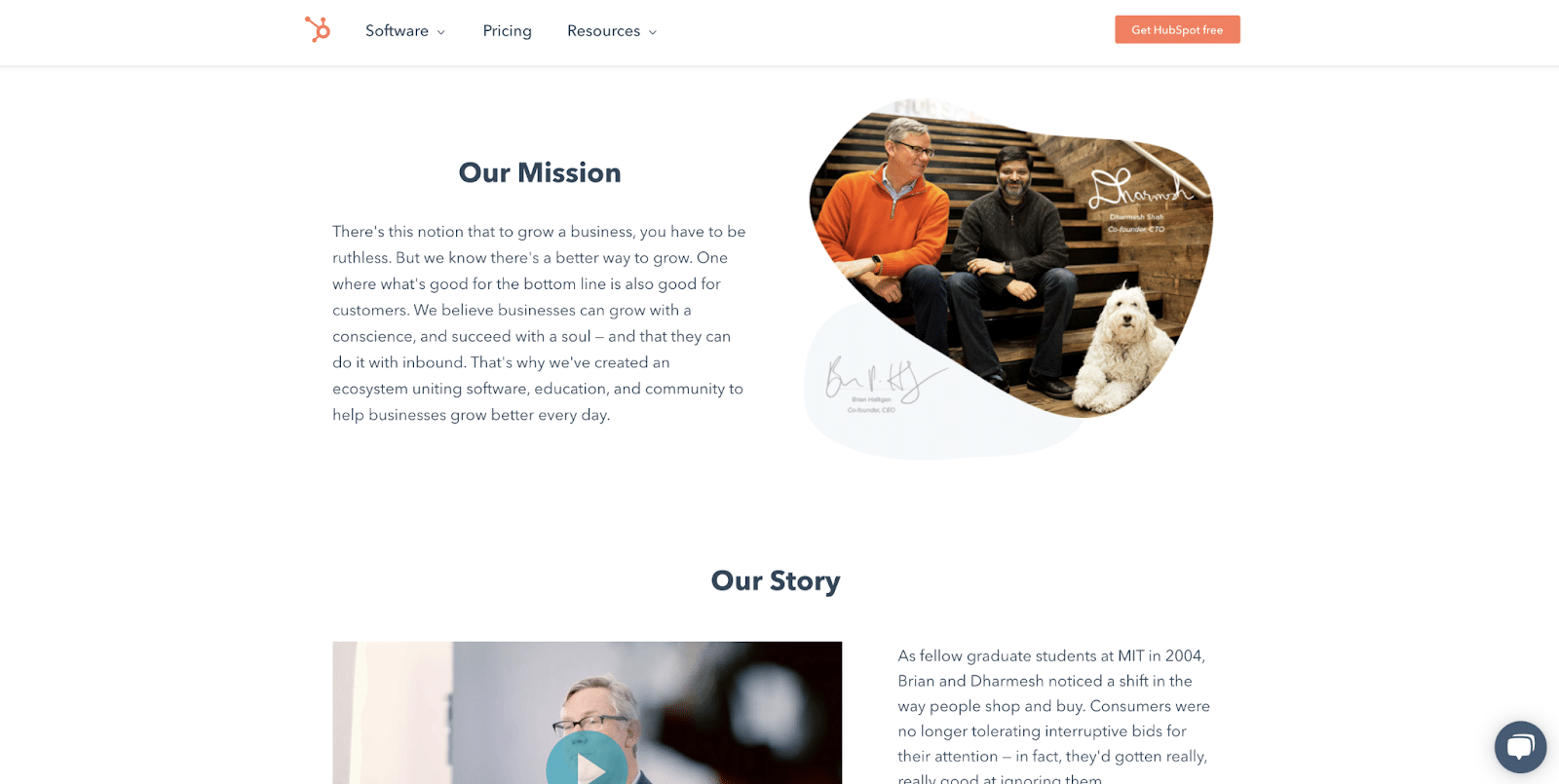 HubspotのAboutUsページ