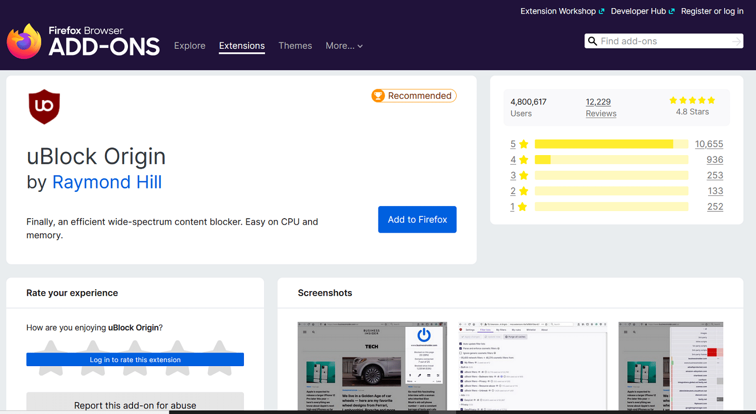 uBlockOriginFirefox拡張機能
