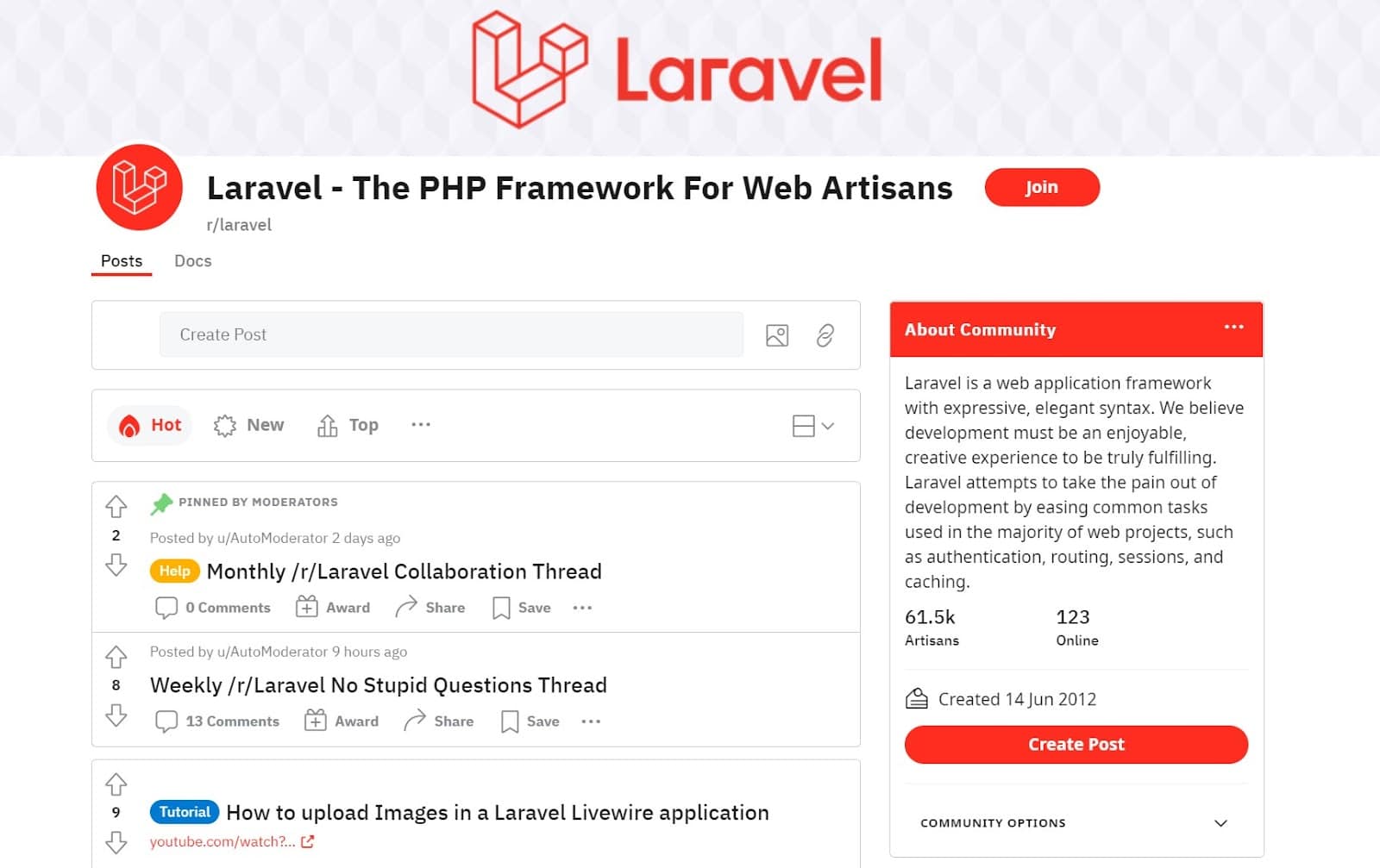 Laravelsubredditのスクリーンショット