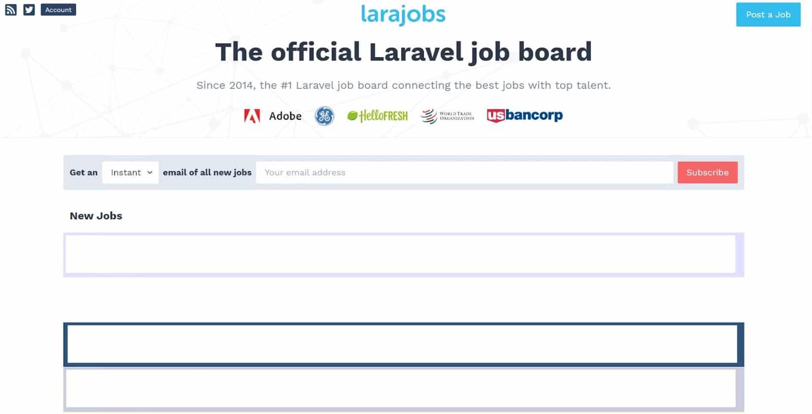 Larajobsボードのスクリーンショット