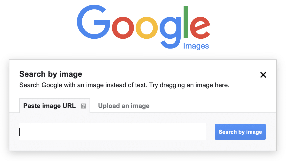 Kullanıcılar, görsel URL'sini yapıştırabilir veya Google Görsel'in aramasına bir görsel yükleyebilir.