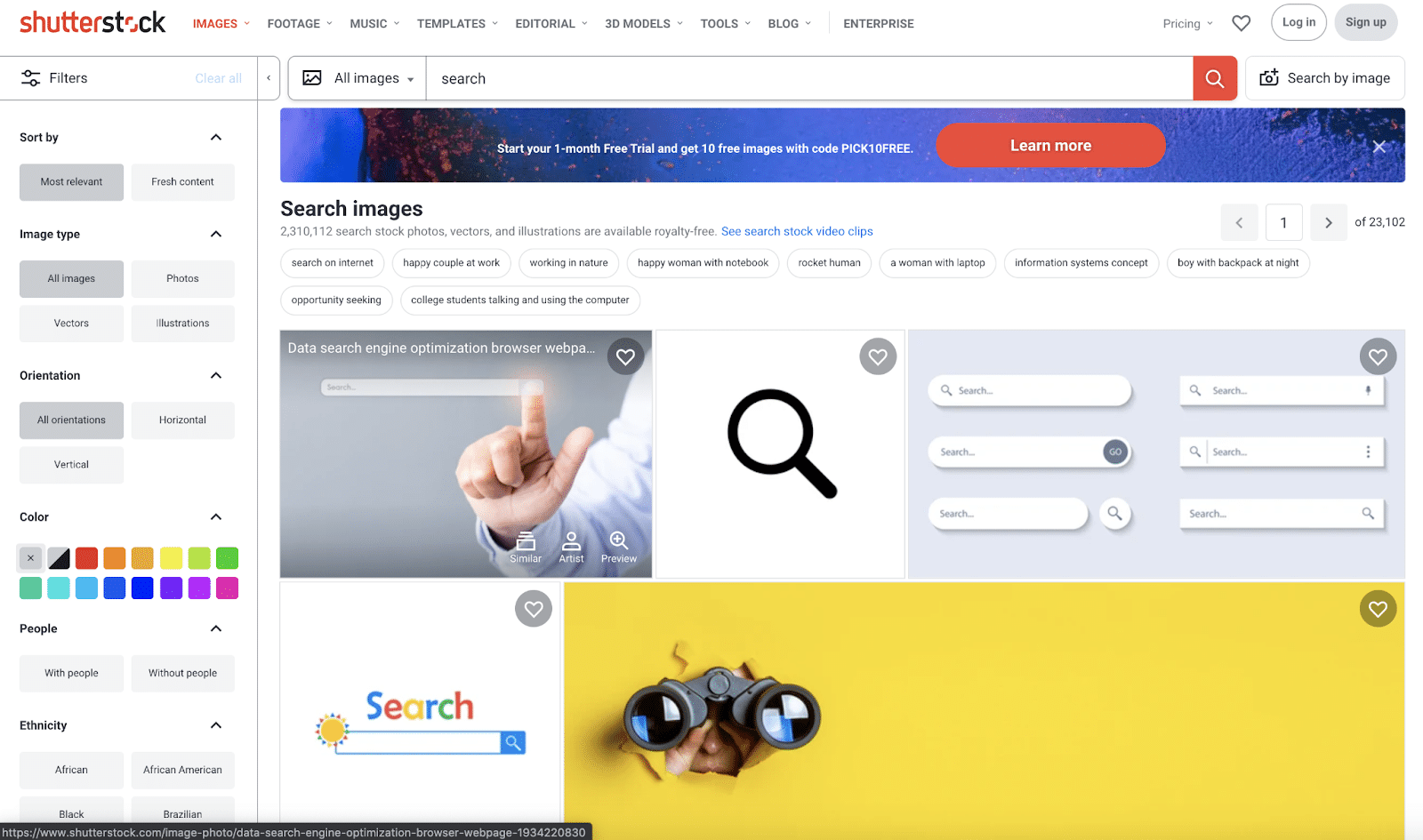Stok görselleri bulmak için Shutterstock'u kullanın.