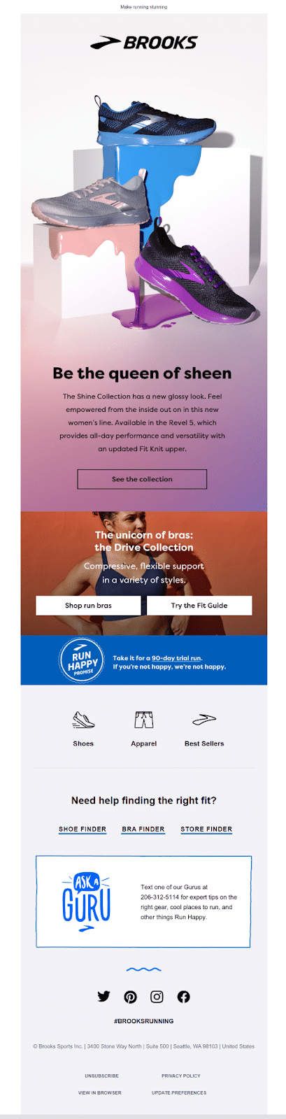 Brooks Running'den e-ticaret e-postası
