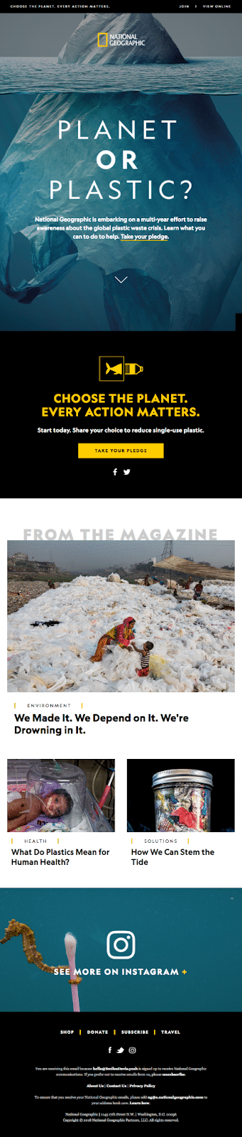 National Geographic e-posta bülteni örneği
