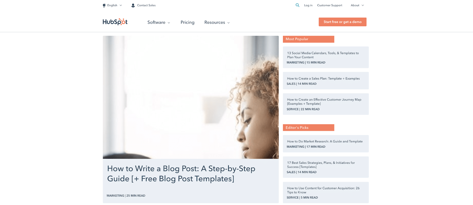 Hubspot, blogu için basit bir ad kullanıyor