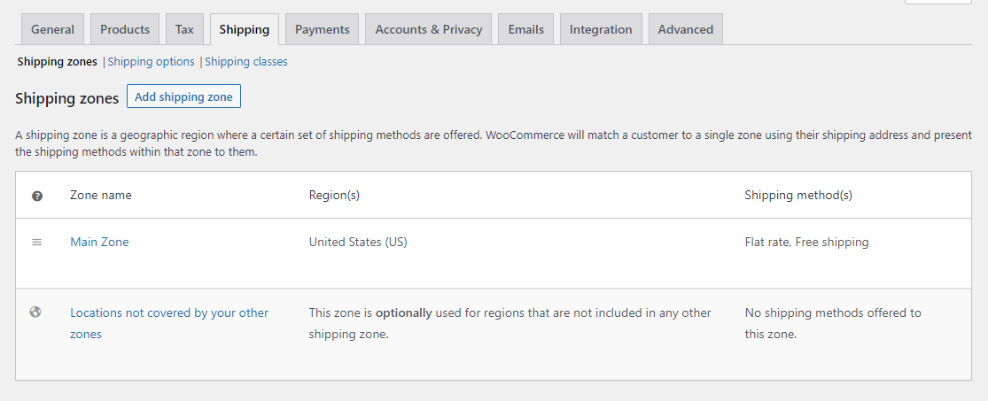 WooCommerce ayarları