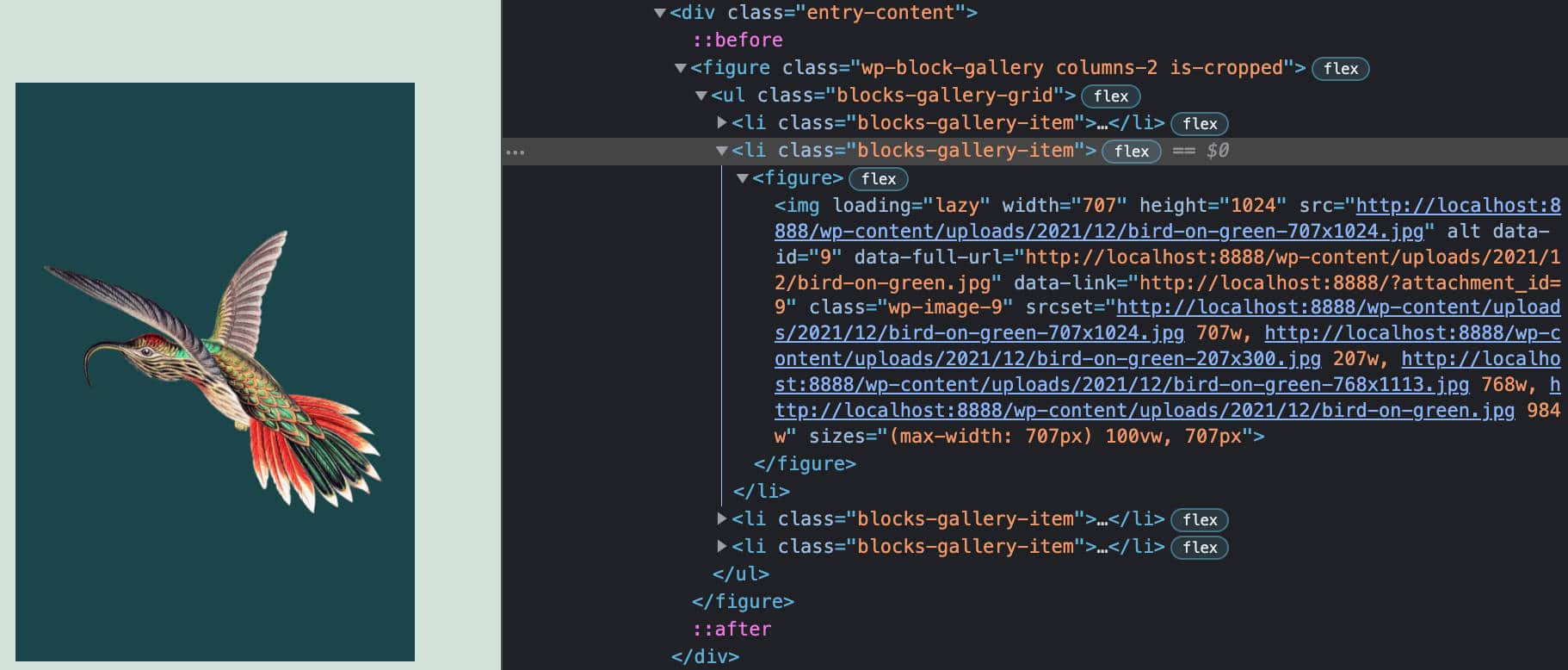 Blok galeri di WordPress 5.8.