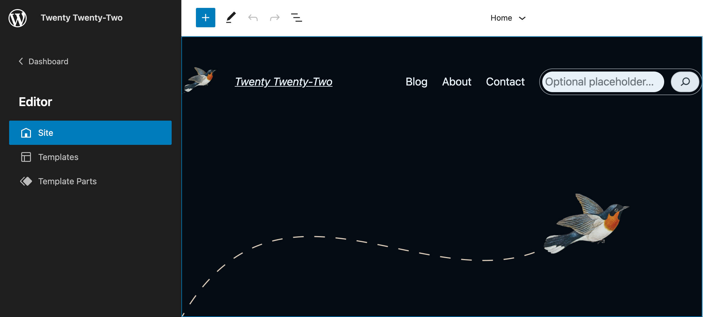 Menu navigasi Editor.