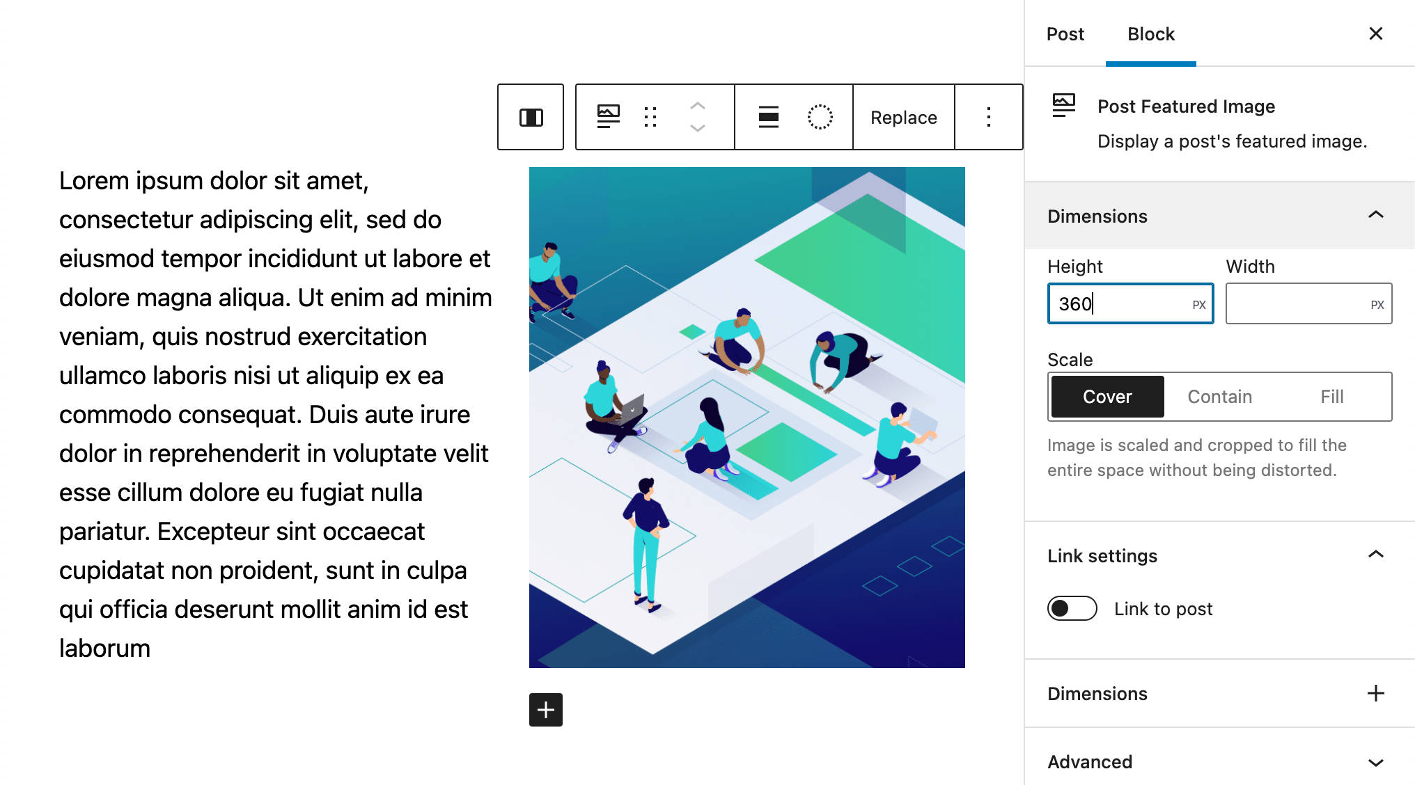 Panel Dimensi Gambar Unggulan.