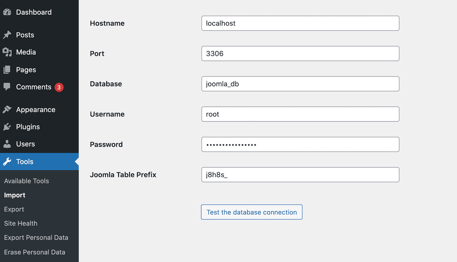 Salin dan tempel info dari dasbor Joomla