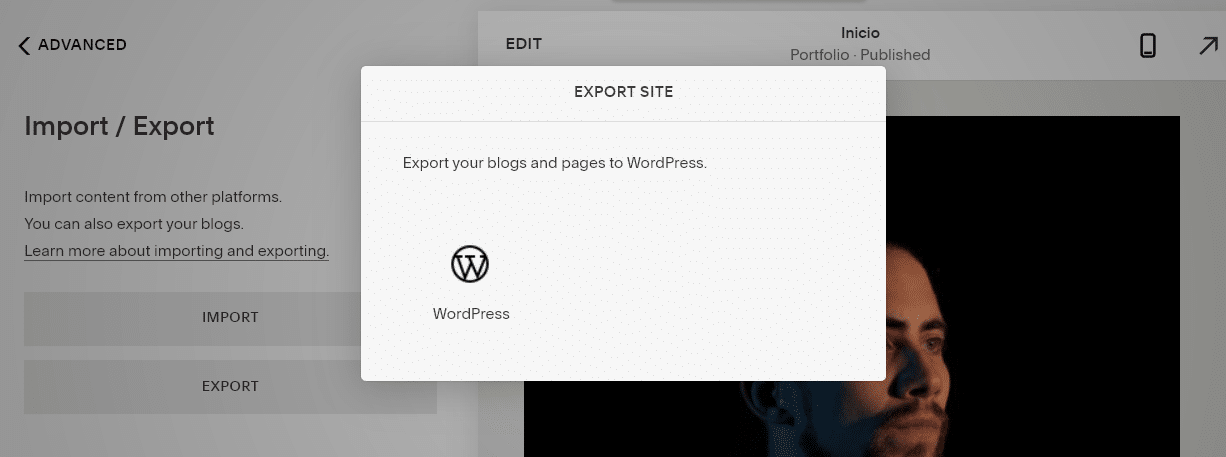 Значок экспорта в WordPress