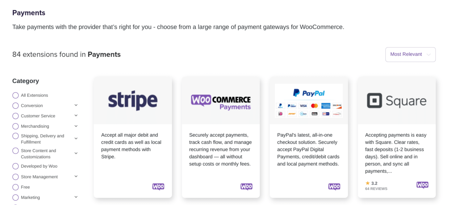 Варианты платежного шлюза WooCommerce