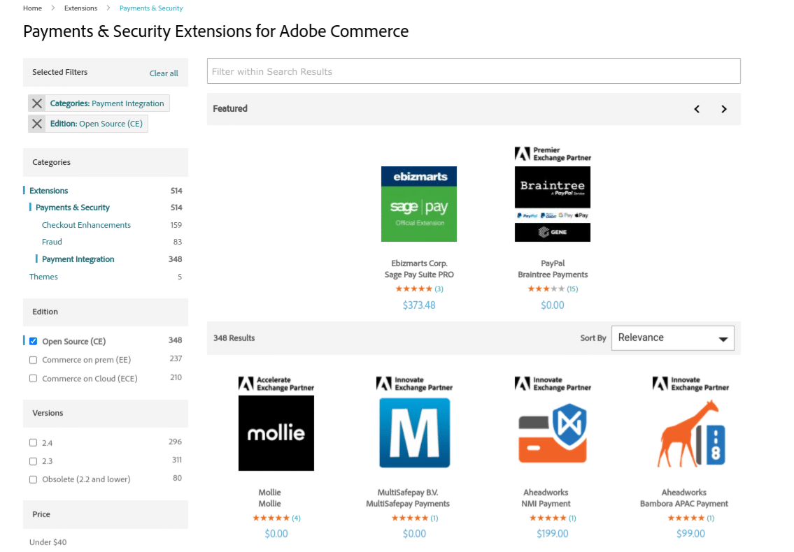 Варианты платежного шлюза Magento