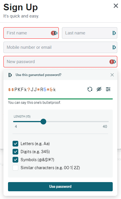 Генератор паролей Dashlane
