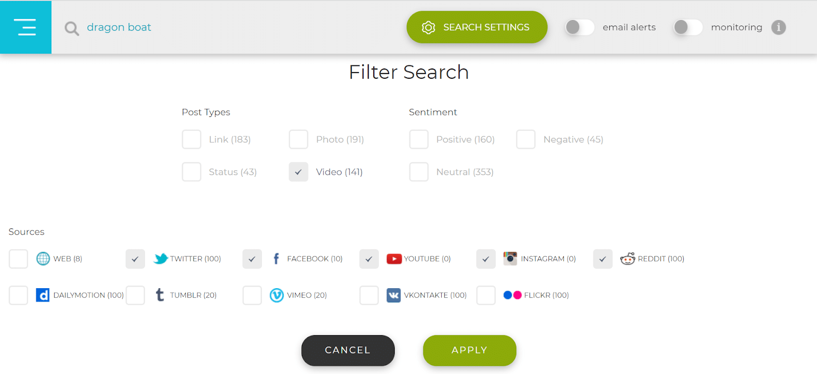 Домашняя страница поисковой системы социальных сетей Social searcher