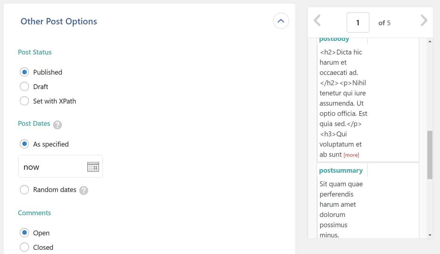 Настройте параметры публикации в WP All Import