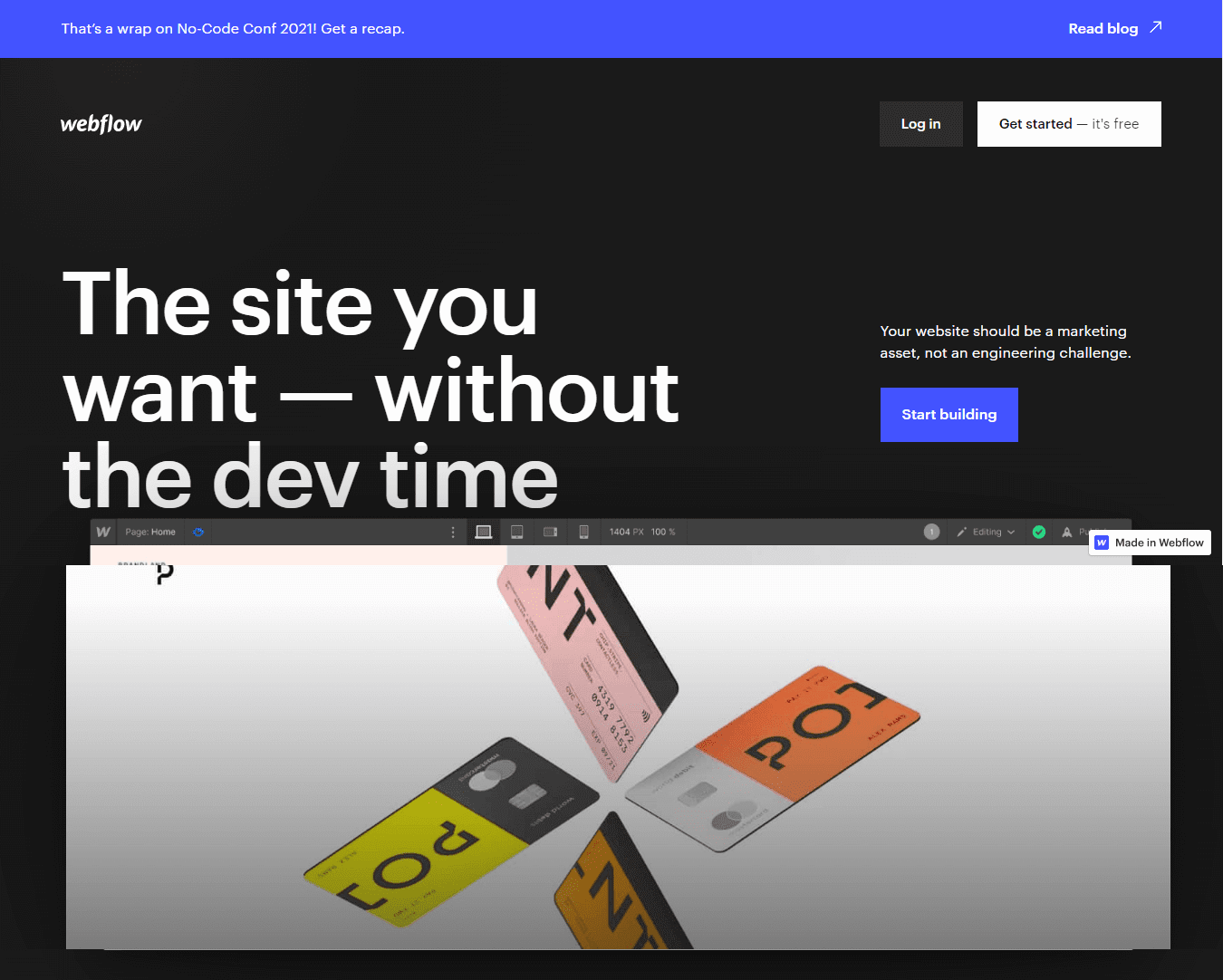Домашняя страница Webflow.