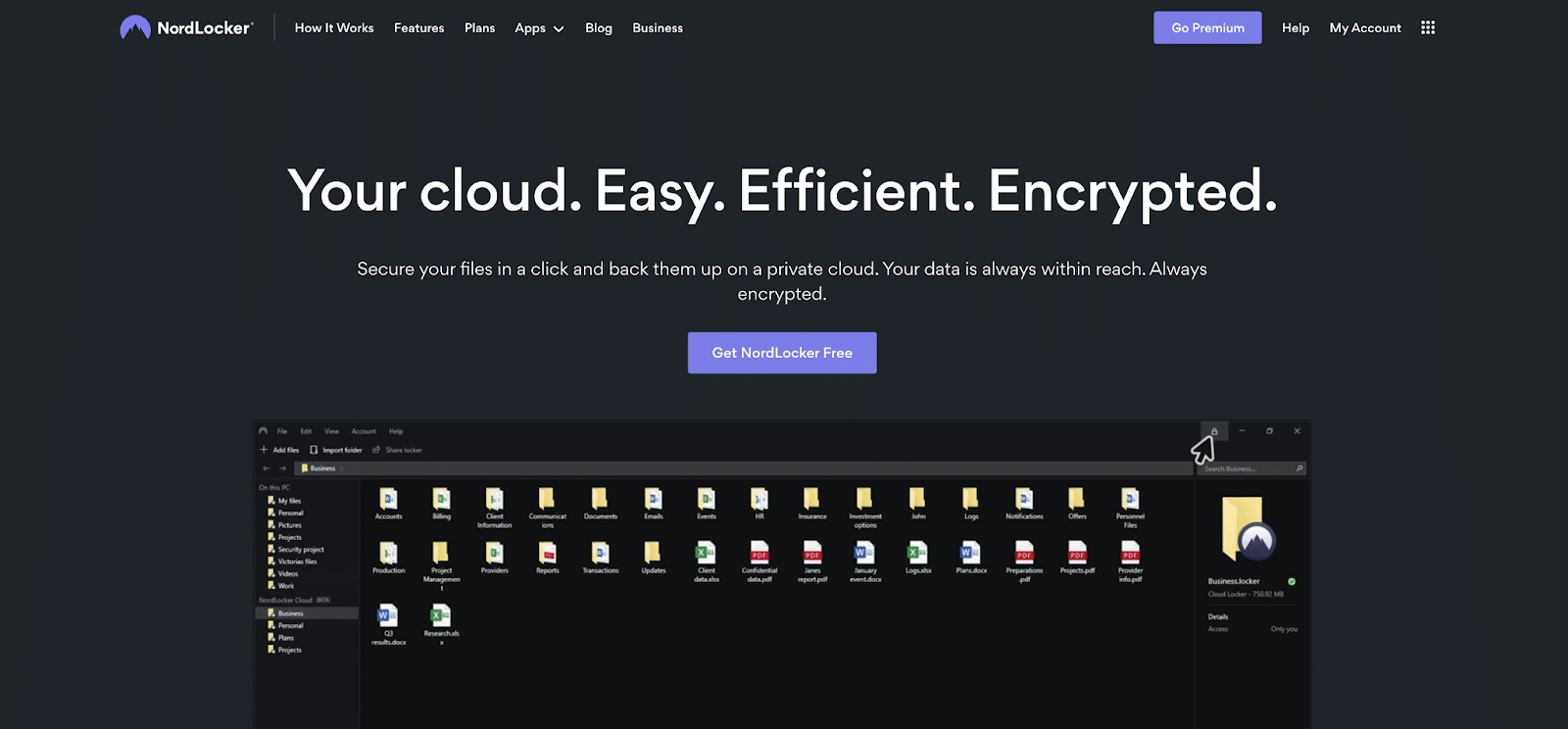 หน้าแรกของเว็บไซต์ NordLocker