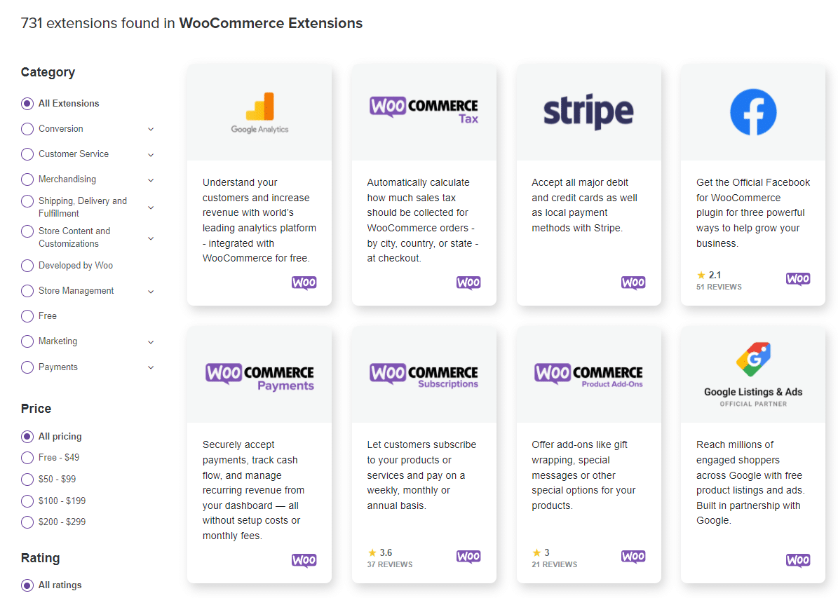 Каталог расширений WooCommerce