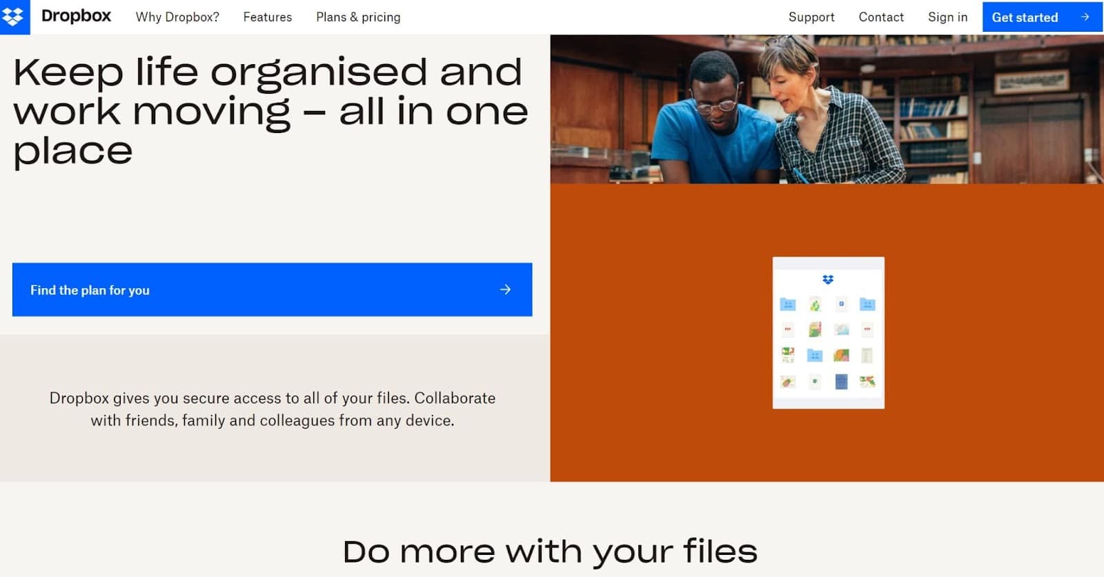 Домашняя страница сайта Dropbox