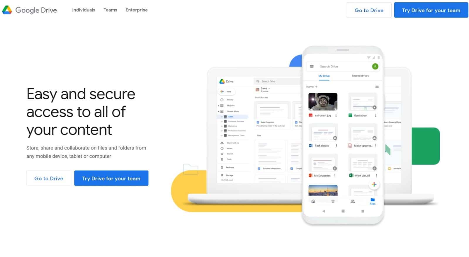 Домашняя страница веб-сайта Google Диска