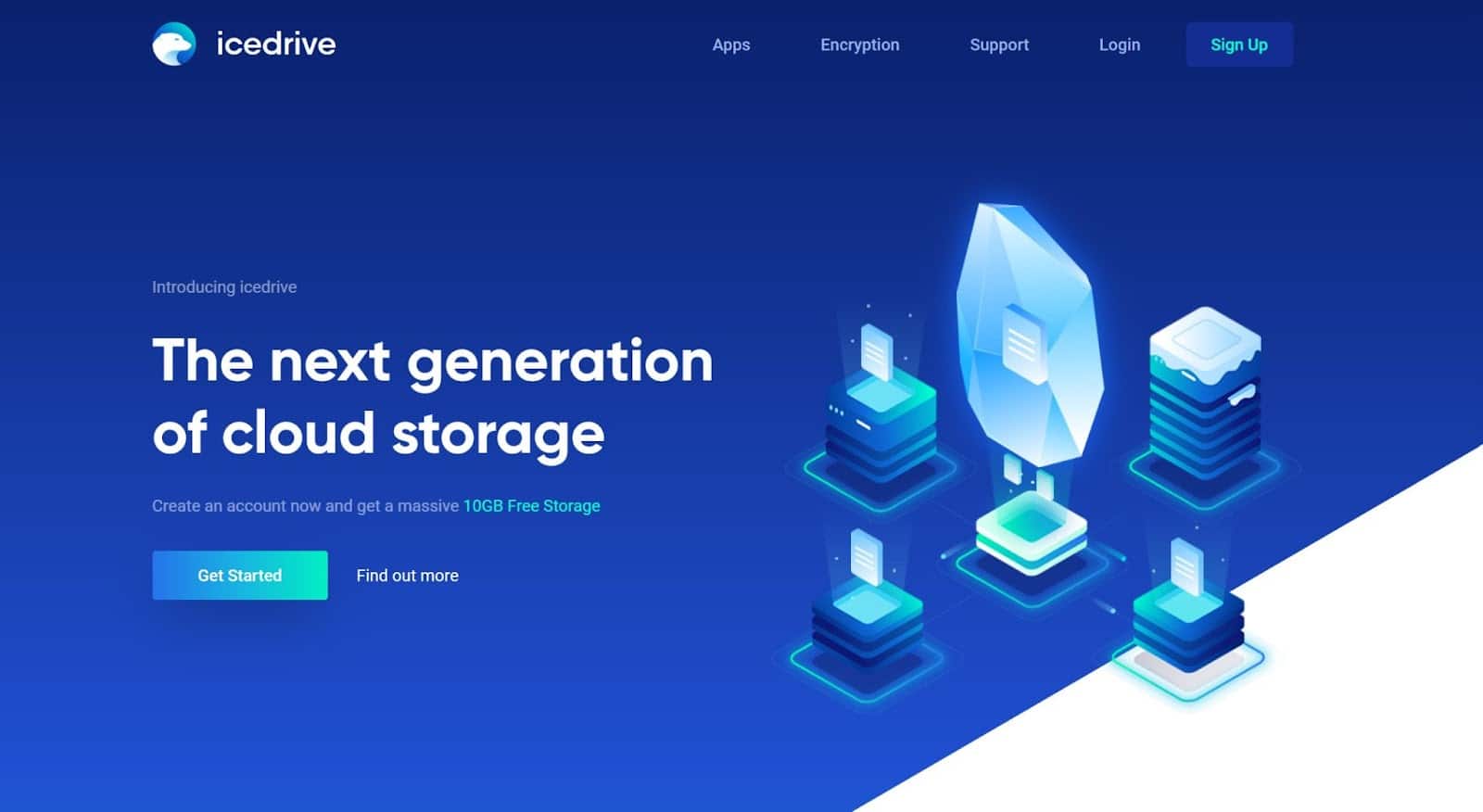 Домашняя страница сайта IceDrive