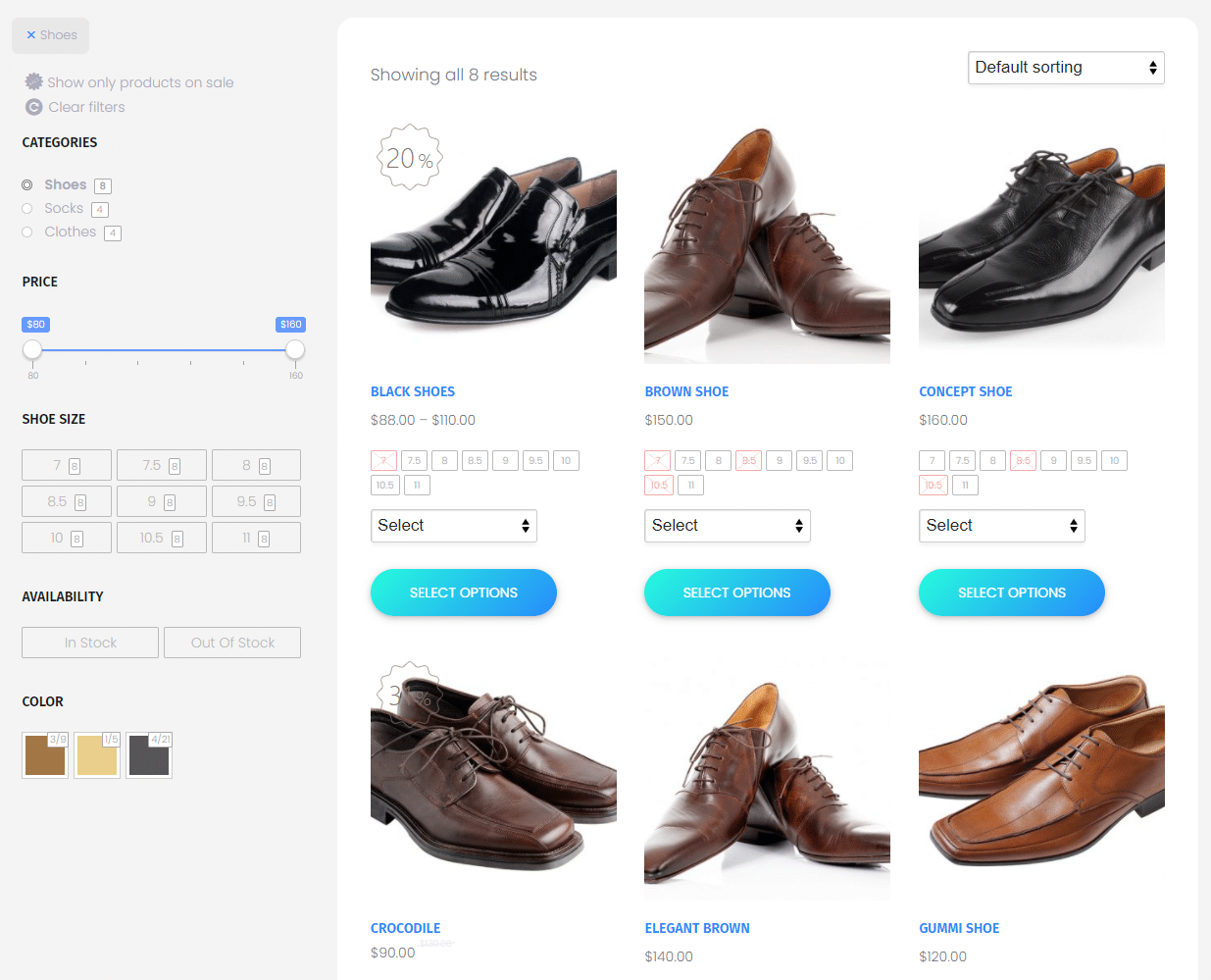 Плагин Product Filter для WooCommerce в действии