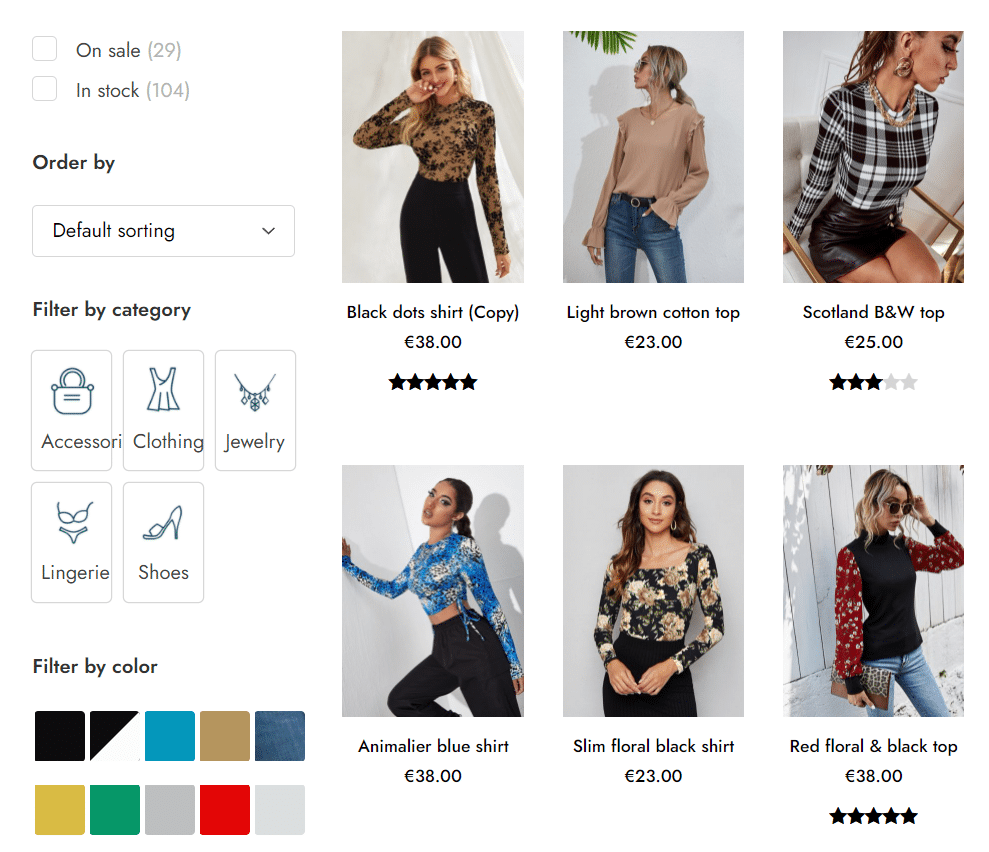 Фильтр продуктов YITH WooCommerce AJAX в действии