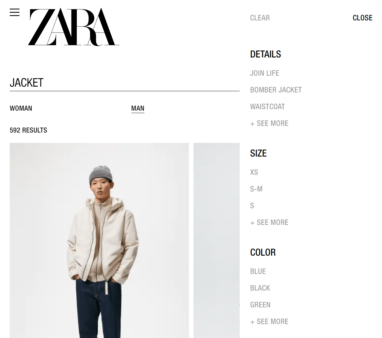Атрибуты интернет-магазина Zara