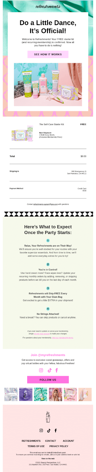 Un exemplu de e-mail de bun venit de la Ipsy