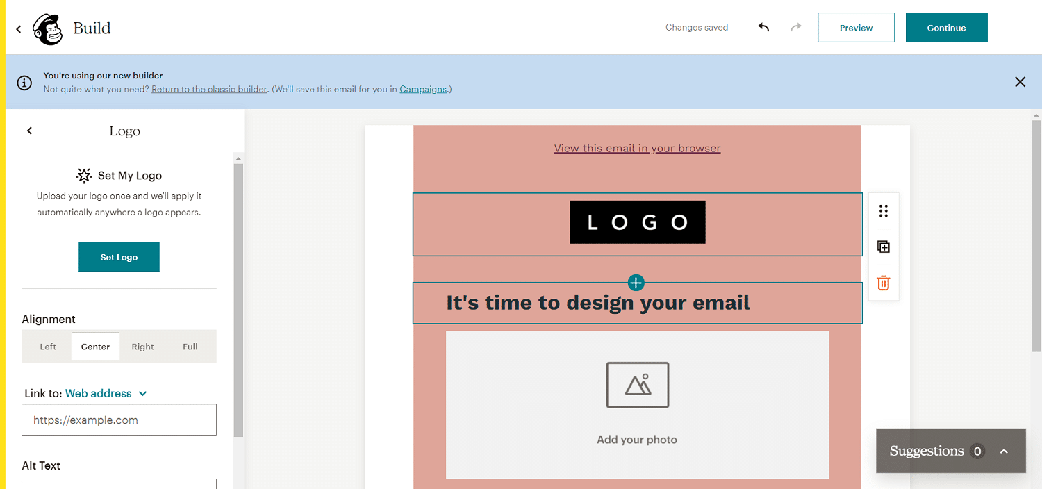 Creatorul de e-mail Mailchimp