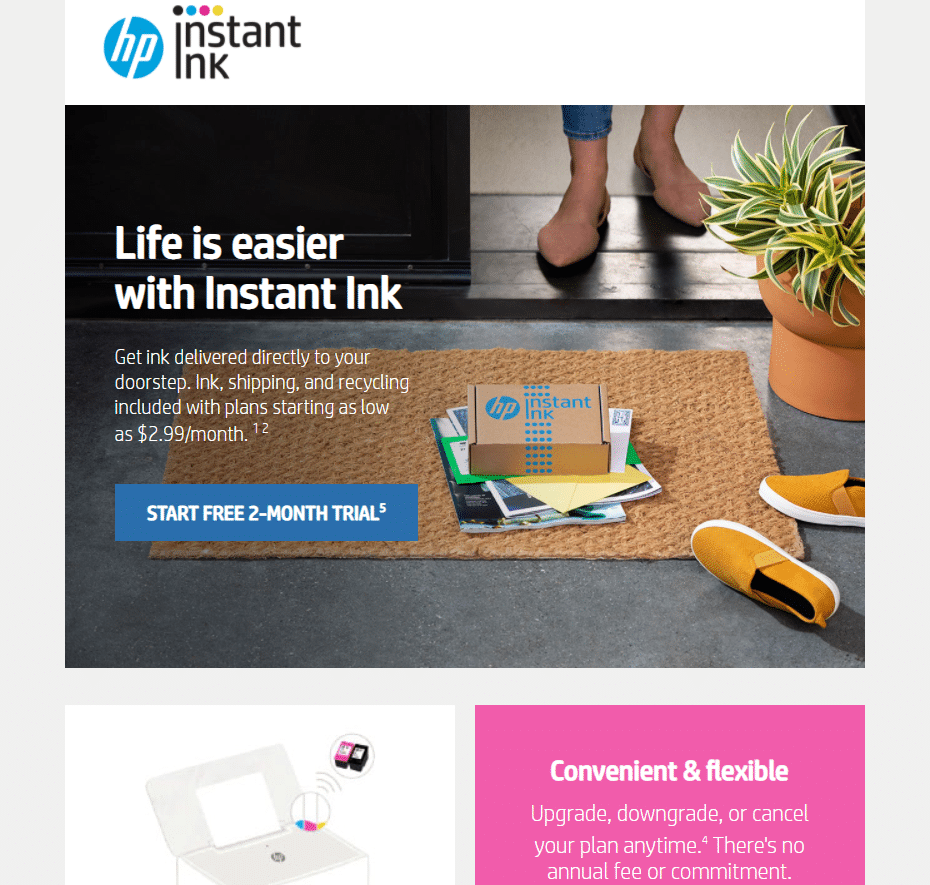 E-mail de marketing HP Instant Ink