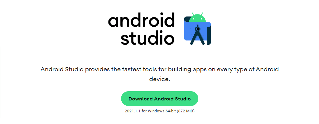 Домашняя страница Android Studio.