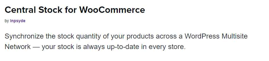 Расширение Central Stock для WooCommerce