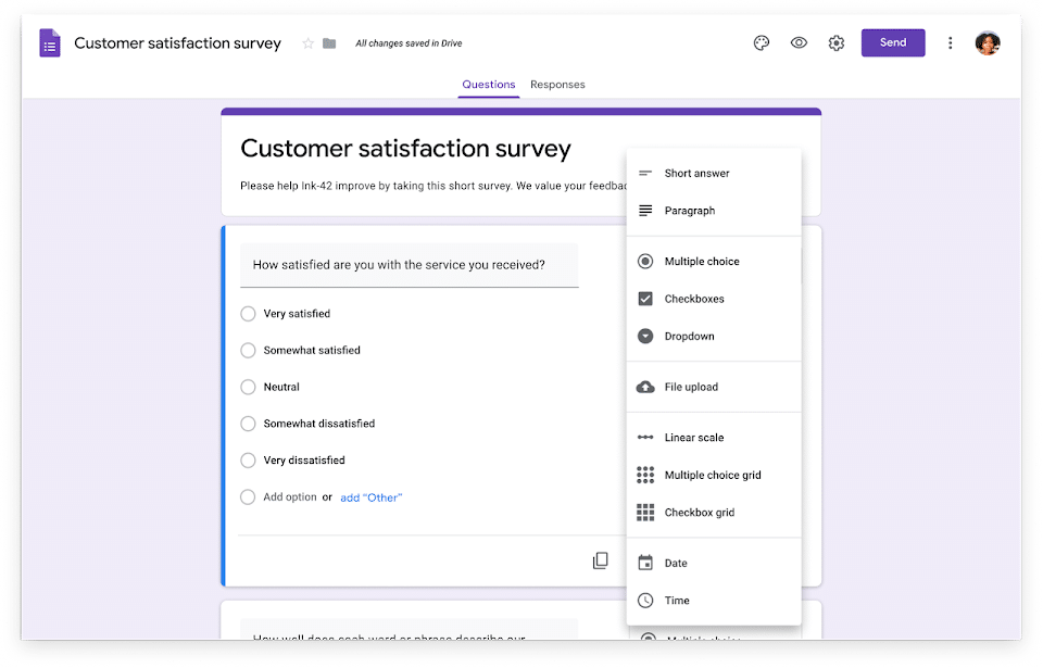 Crearea unui formular în Google Forms