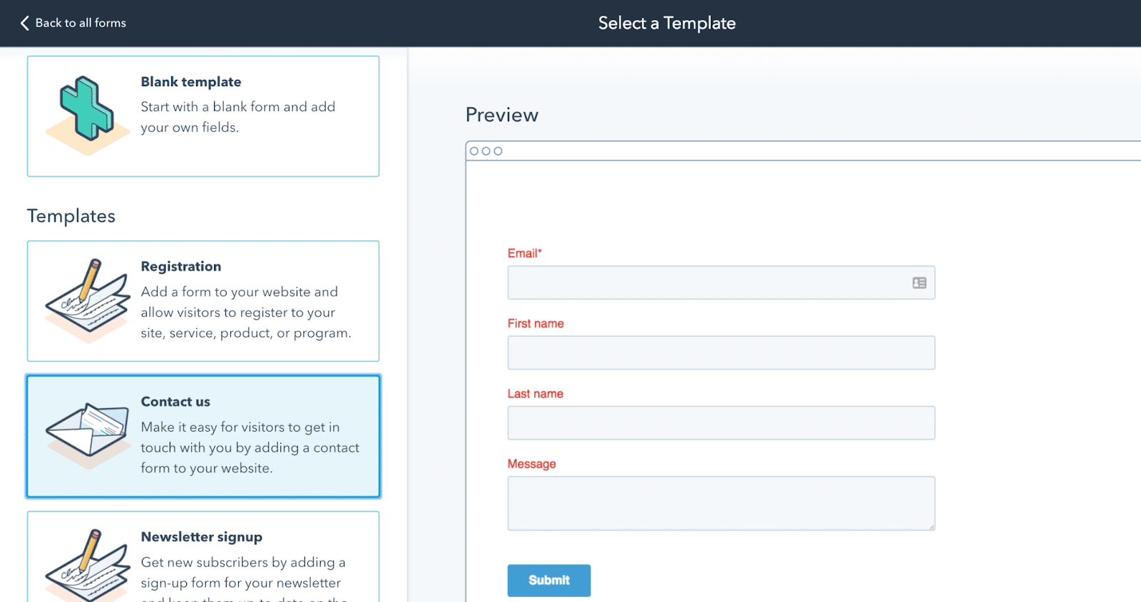 Generator de formulare HubSpot Forms