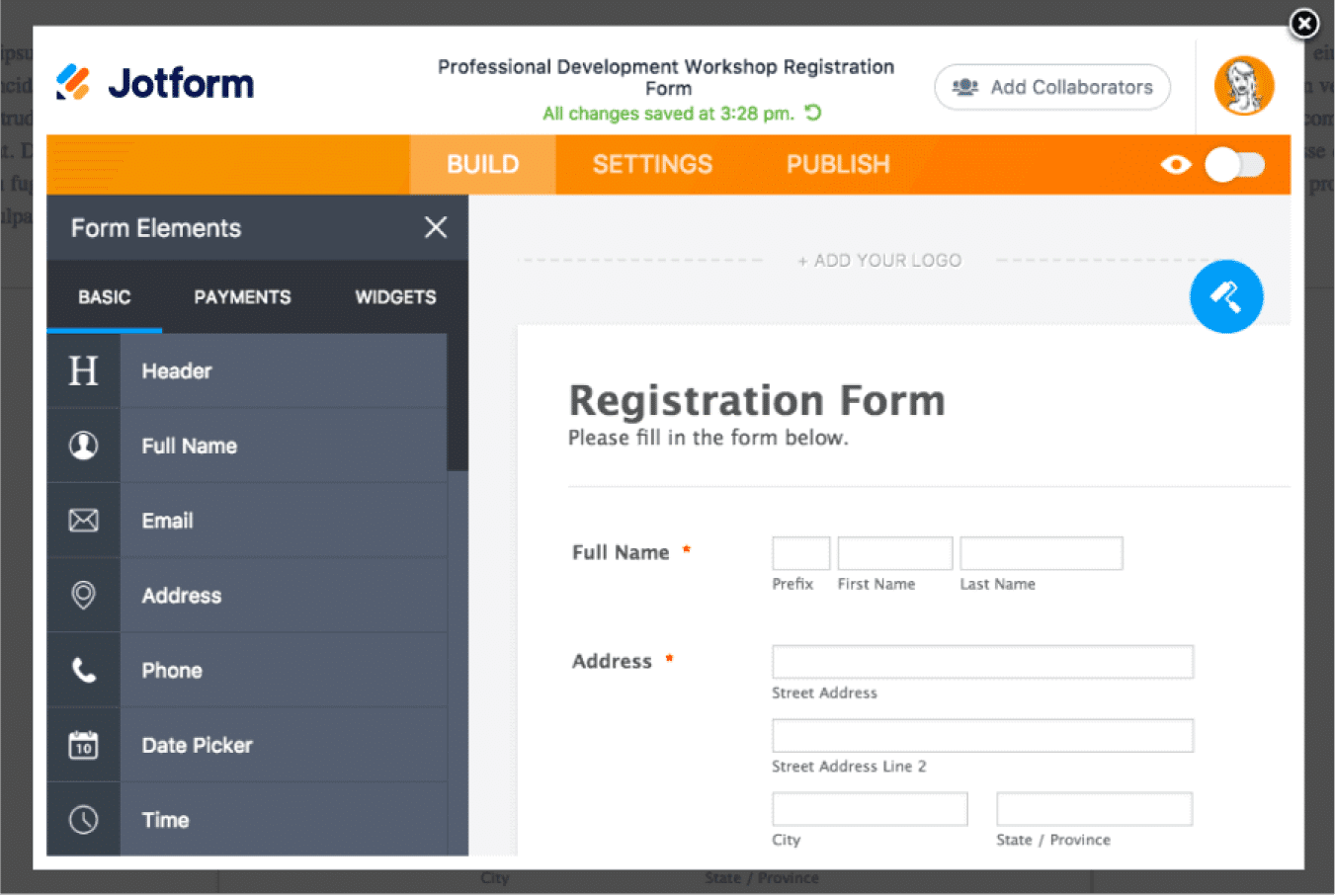 Constructor de formulare Jotform