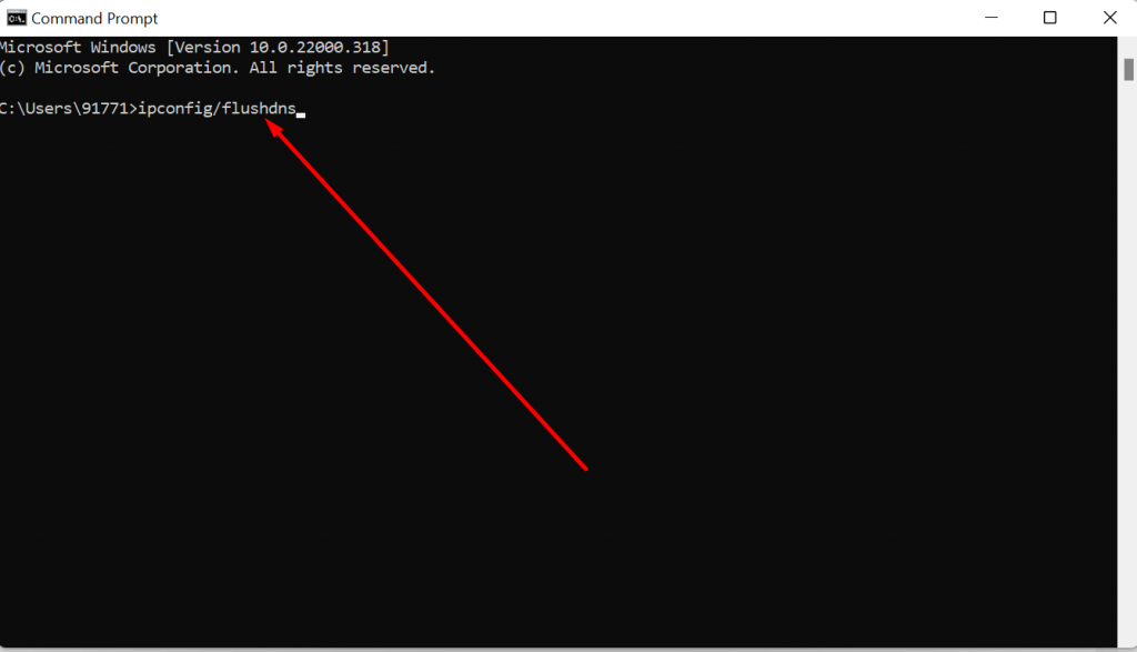Command prompt to flush dns