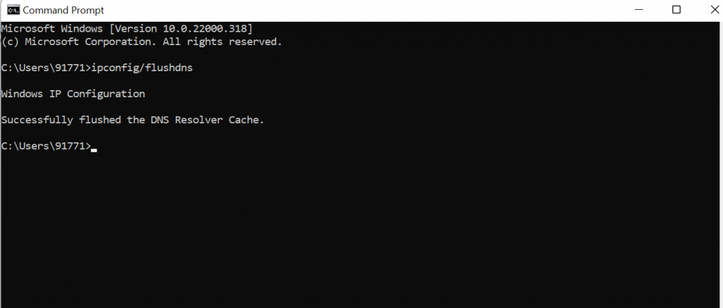 Command prompt flush Dns