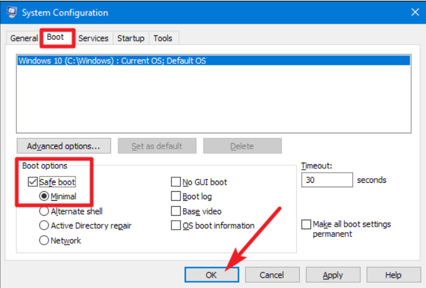 Windows 11 safe boot mode