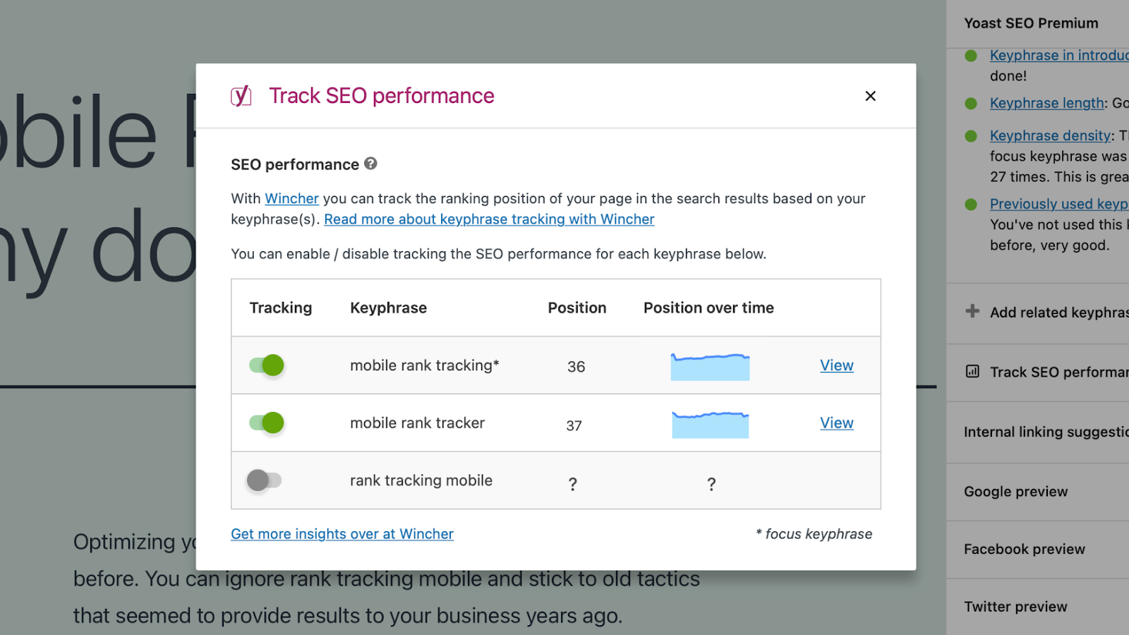 Yoast & Wincher für SEO
