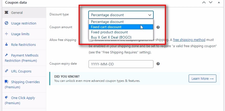 Fügen Sie WooCommerce-Rabattarten hinzu