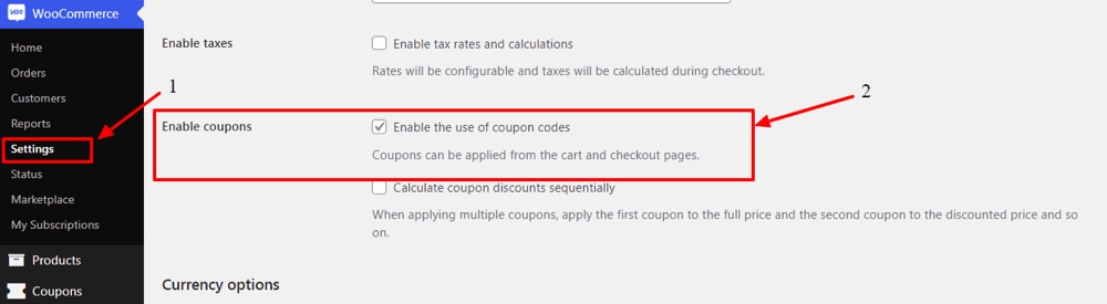 WooCommerce-Gutschein aktivieren