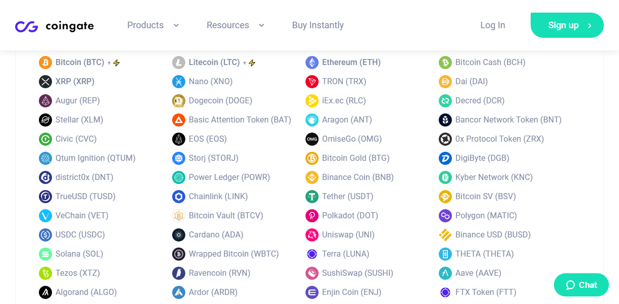รองรับ cryptocurrencies coingate