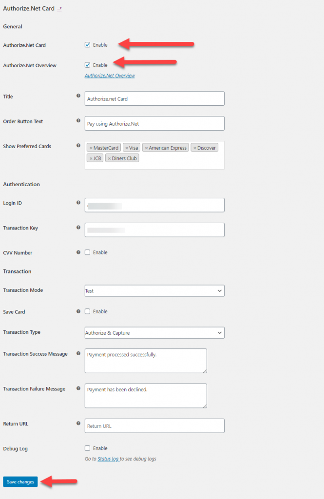 Authorize.net integrazione woocommerce