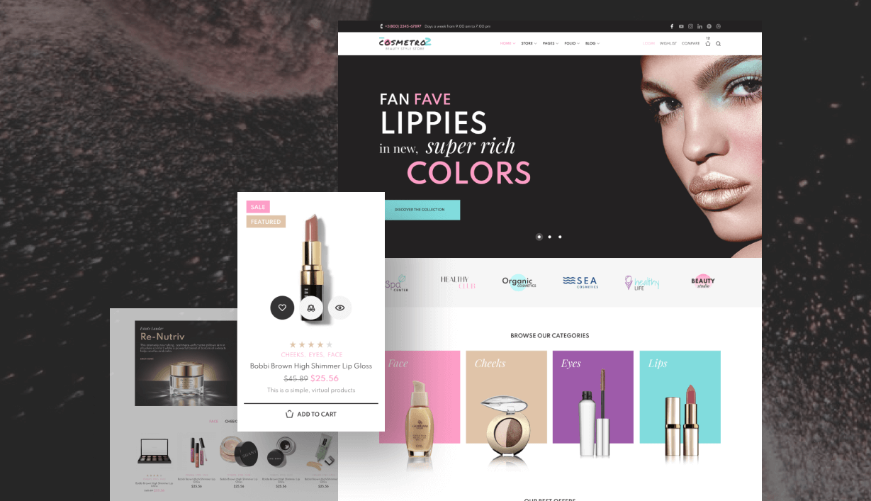 tema del negozio di cosmetici Elementor WooCommerce