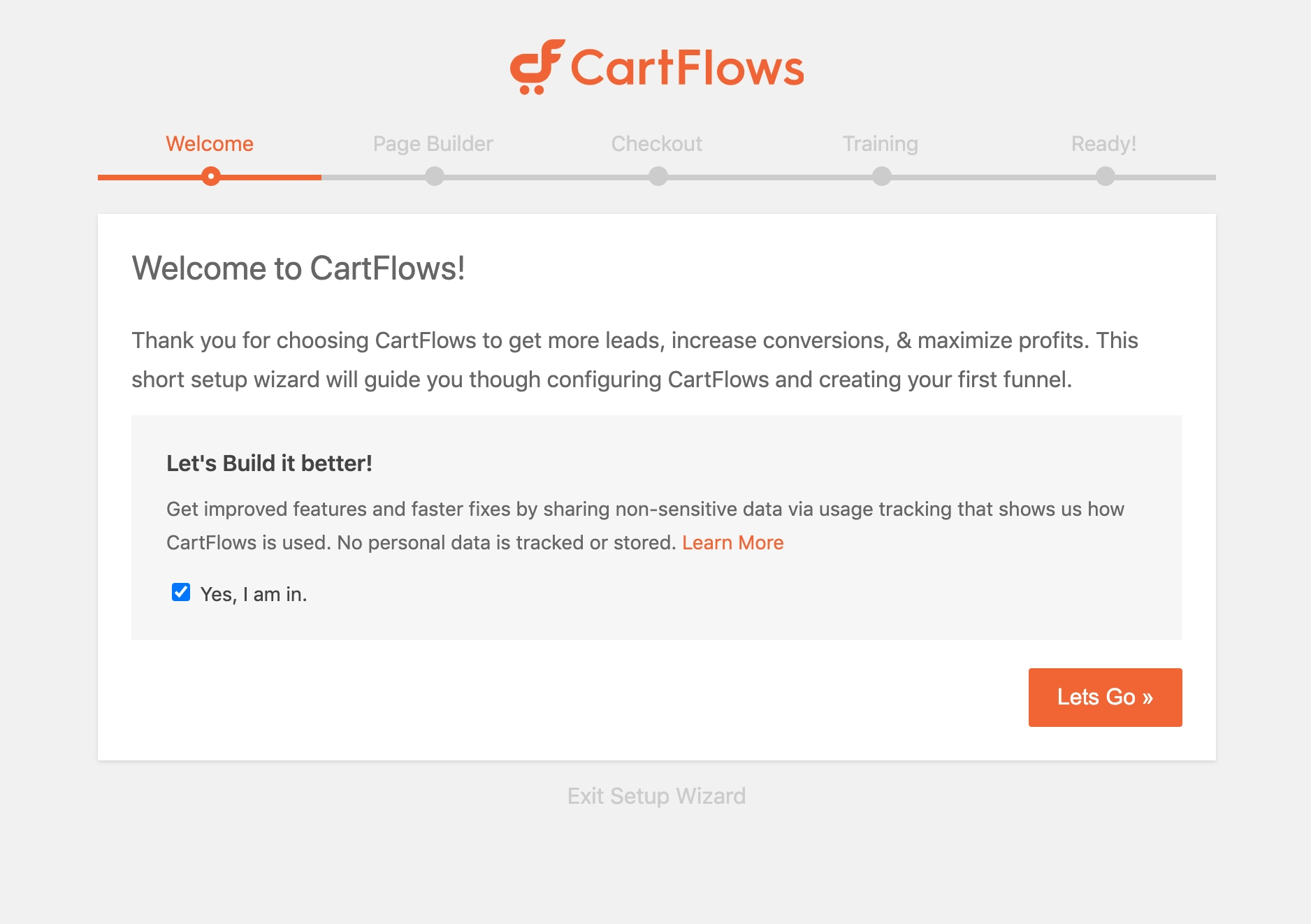 ใช้วิซาร์ดการตั้งค่า Cartflows เพื่อตั้งค่าช่องทางการขายใน WordPress