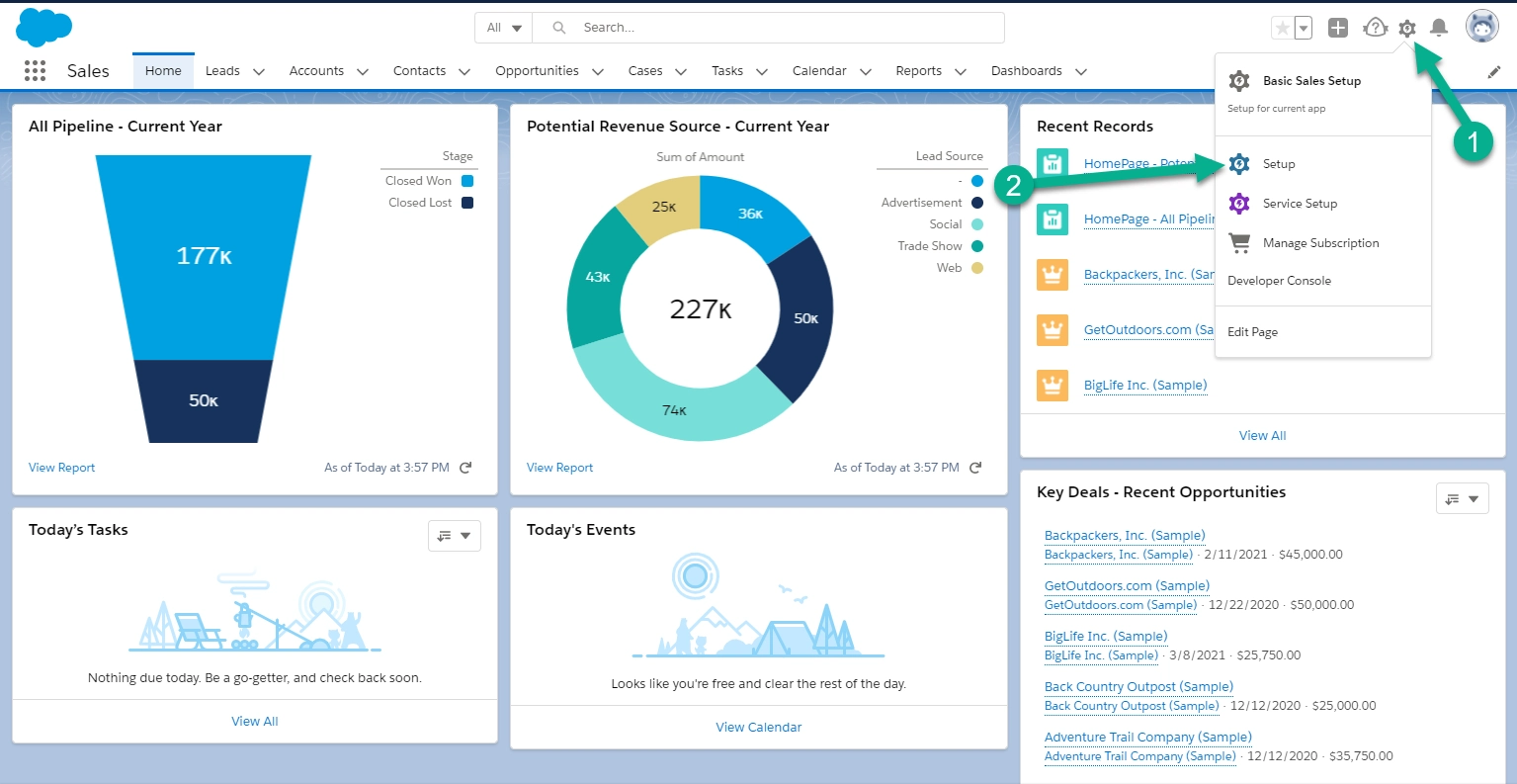 แท็บการตั้งค่าในการรวม WordPress Salesforce